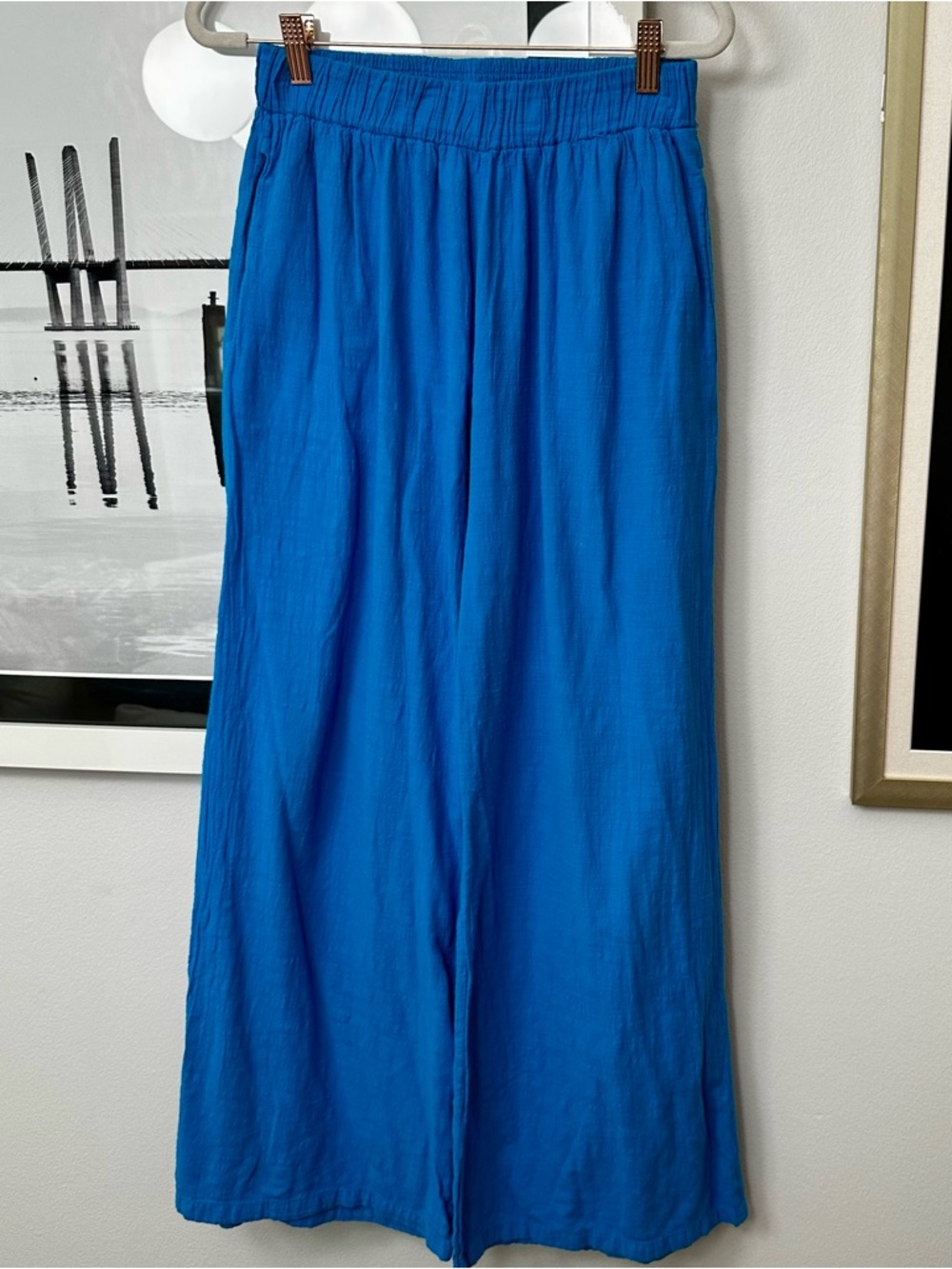 Blanco By Nature 100% Cotton Azure Pant in Bright Blue, Size XL